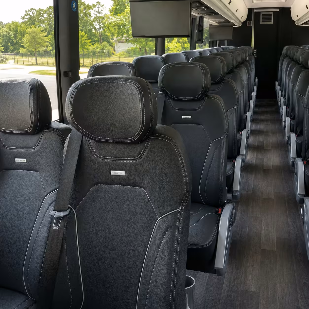 raleigh charter bus rental interior